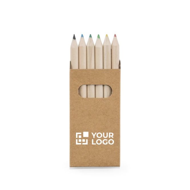 Caja de cartón con 6 lápices de colores vista principal