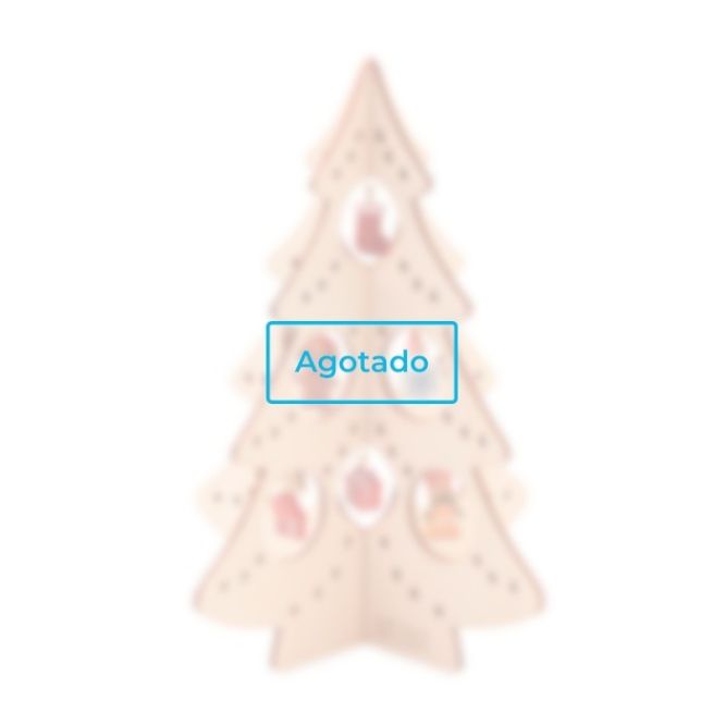 Pequeño árbol con decoraciones color madera vista principal - Agotado