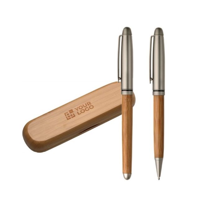 Set de bolígrafo y roller de madera vista principal