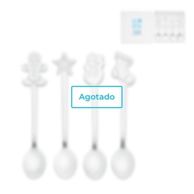 Juego de 4 cucharas de té versión navideña con caja de regalo vista principal - Agotado