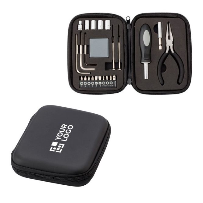 Set de herramientas en estuche de cuero sintético