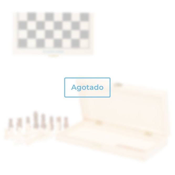 Juego de ajedrez presentado en estuche con piezas de madera vista principal - agotado