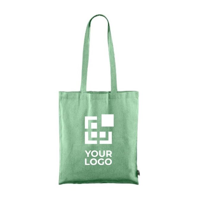 Bolsa de algodón Fairtrade y reciclado GRS con asas largas 120g/m2 color verde vista principal
