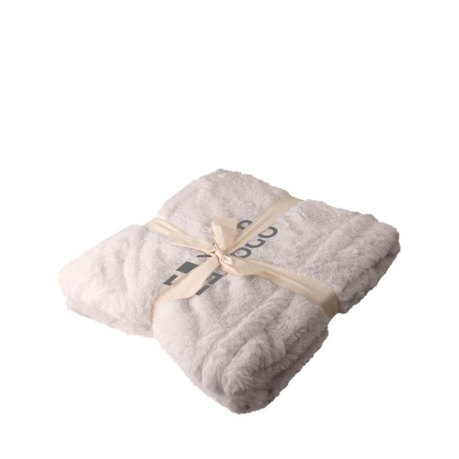 Manta de suave poliéster efecto pelo con lazo decorativo 500g/m2 color blanco vista principal