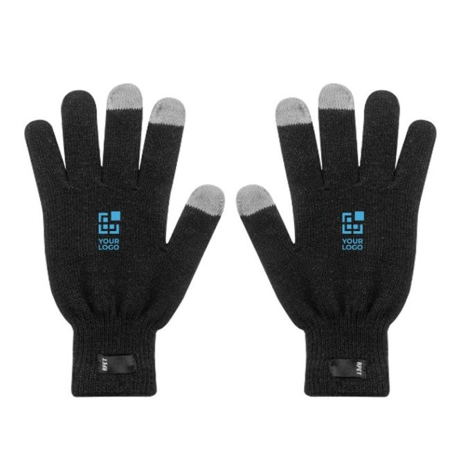 Guantes de RPET con punteras aptas para el uso de pantalla táctil color negro vista principal