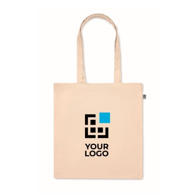 Bolsa de algodón orgánico con asas largas y fuelle 220 g/m2 vista de impresión