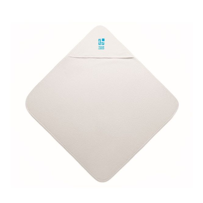 Toalla blanca de algodón con capucha para bebé 300 g/m2