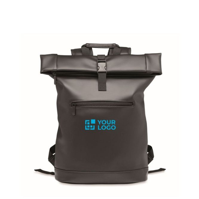 Mochila roll top de suave cuero sintético para portátil 15''