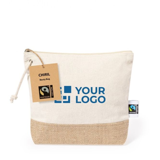 Neceser de 100% algodón Fairtrade con base de yute laminado