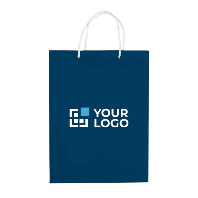 Bolsa grande de papel laminado de colores con asa de cordón