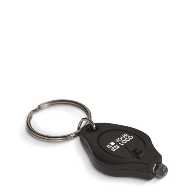 Llavero en varios colores en forma de rombo con linterna