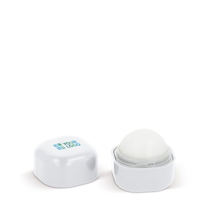 Protector labial con protector solar dentro de un cubo giratorio