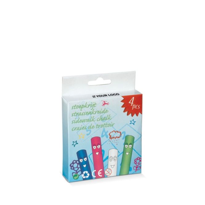 Caja pequeña con 4 tizas de distintos colores para los niños color multicolor