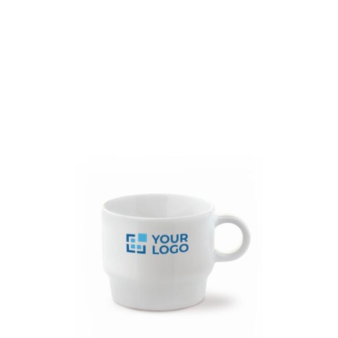 Taza de porcelana blanca con opción apilable hecha en EU 180ml