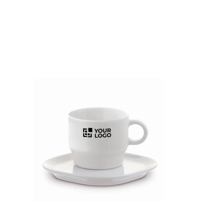 Taza de café apilable con plato rectangular hecho en EU 180ml