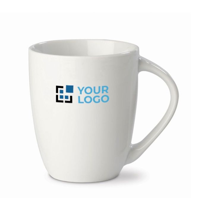 Taza blanca de cerámica con asa triangular hecha en EU 270ml