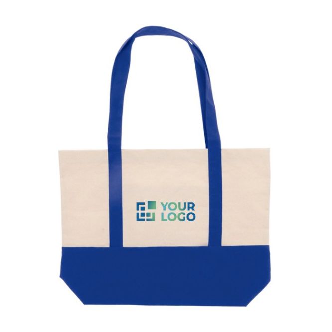 Bolsa de algodón con detalle de color en base y asas 280 g/m2 vista principal