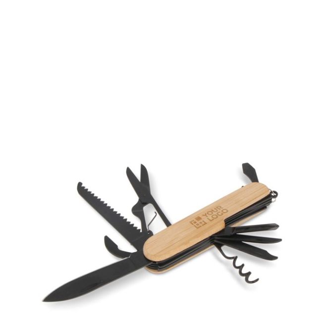 Multiherramienta de bambú con 9 funciones y opción para colgar