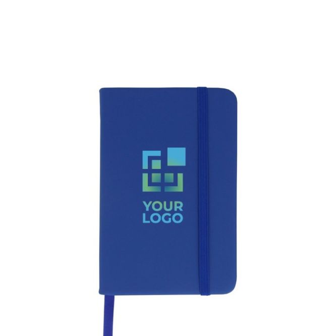 Libreta de RPET y PU de colores vivos con cinta a juego y papel FSC A6 vista principal