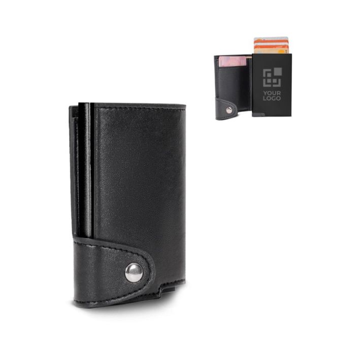 Portatarjetas de aluminio con botón para sacar 6 tarjetas