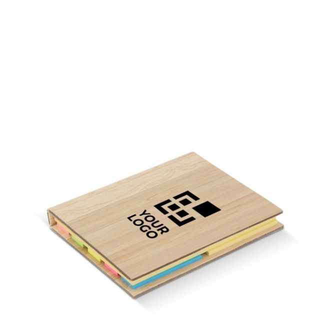 Notas adhesivas grande de distintos tamaños y colores con tapa de bambú