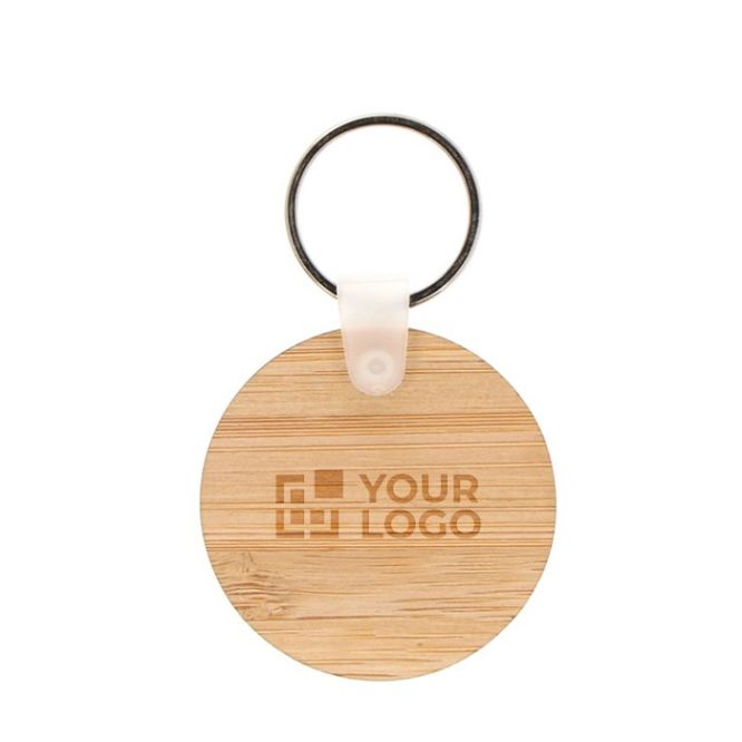 Llavero circular de bambú para personalizar Ø45mm