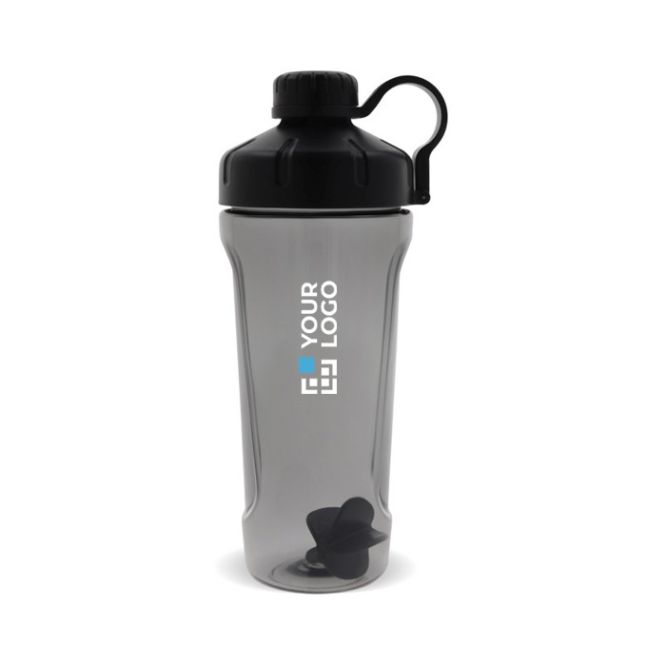 Shaker para el gimnasio de plástico de elegante tapa negra 900ml