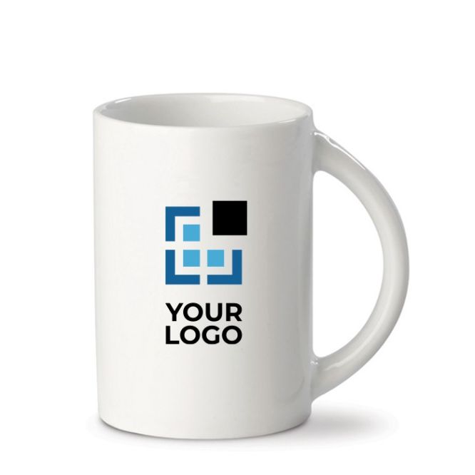 Taza blanca de porcelana con asa de medio circulo 300ml