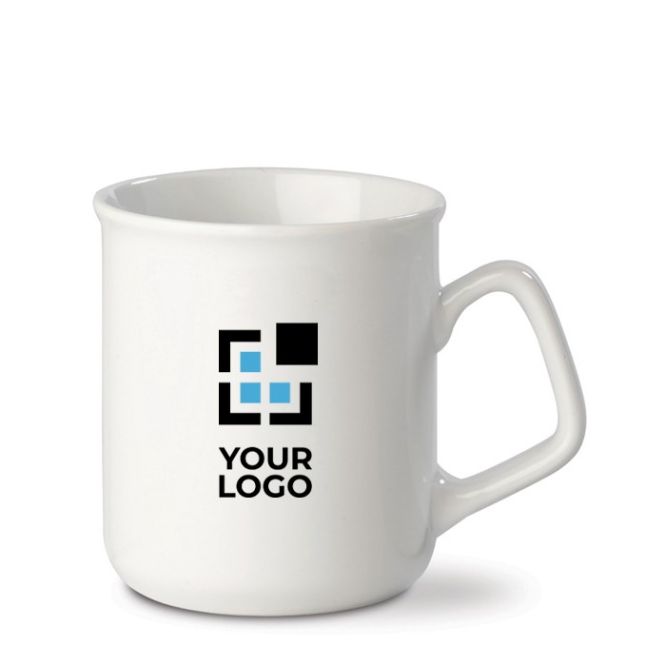 Taza de porcelana blanca con borde redondo y capacidad de 280ml