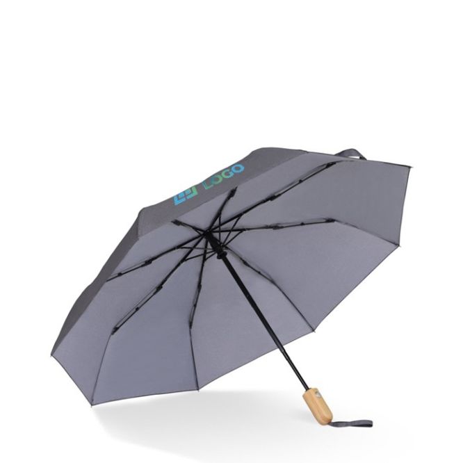 Paraguas plegable de RPET con mango de madera Ø94