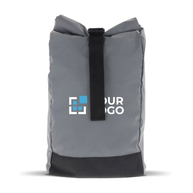 Mochila roll-top de poliéster reflectante con abertura plegable