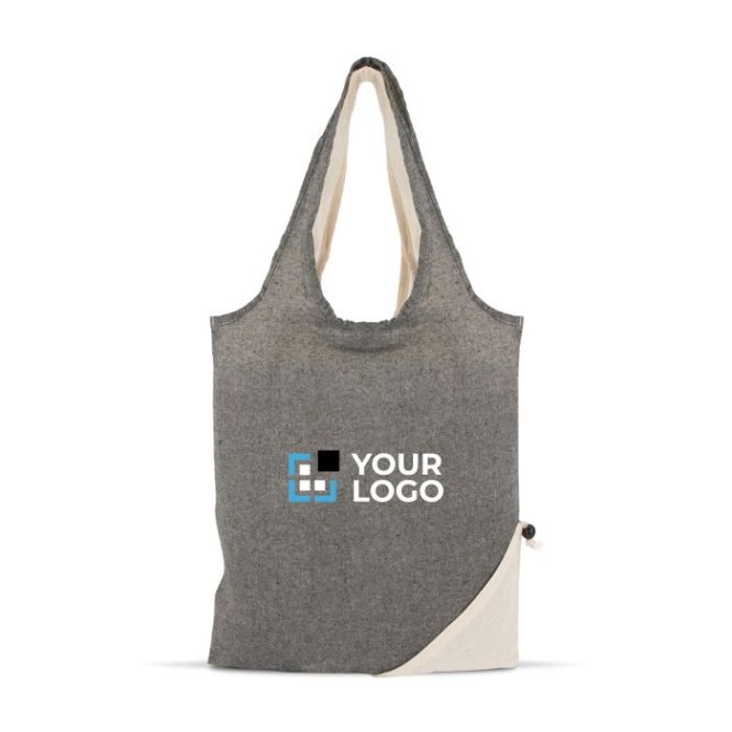 Bolsa bicolor de algodón reciclado OEKO-TEX plegable 140 g/m2