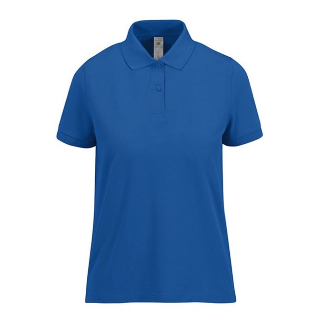 Polo clásico de algodón para mujer de manga corta 180 g/m2 B&C color azul real vista de impresión