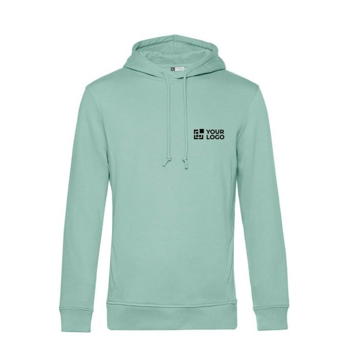 Sudadera moderna de algodón orgánico con capucha 280 g/m2 B&C color verde menta your logo
