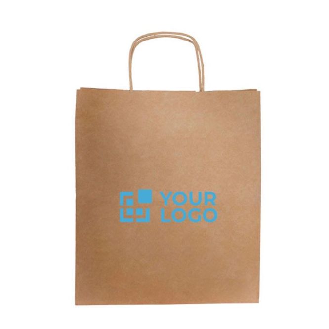 Bolsa clásica de kraft con espacioso tamaño y asas 115 g/m2 color natural vista de impresión