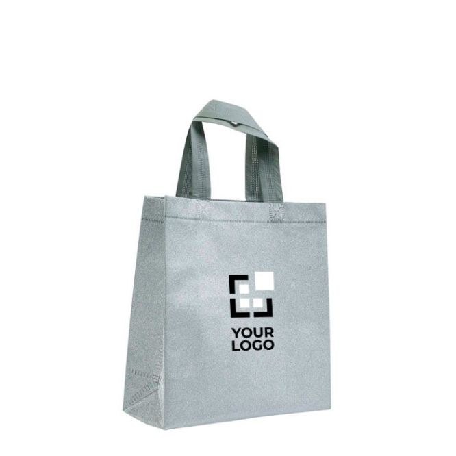 Bolsa de non-woven brillante con purpurina y correas 130 g/m2