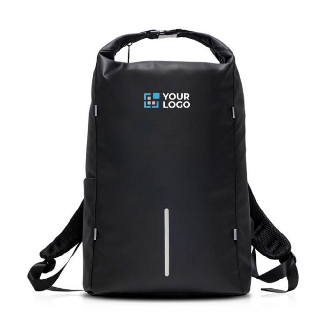 Mochila de poliéster con cremallera impermeable y carga USB 15,6