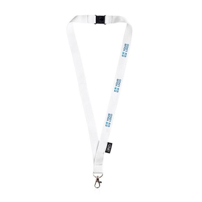 Lanyard de RPET con cierre de seguridad y mosquetón metálico 3cm