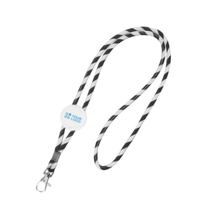 Lanyard tubular de políester con diseño de rayas de colores