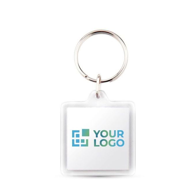 Llavero cuadrado con papel insertado interior y tapa acrílica vista principal