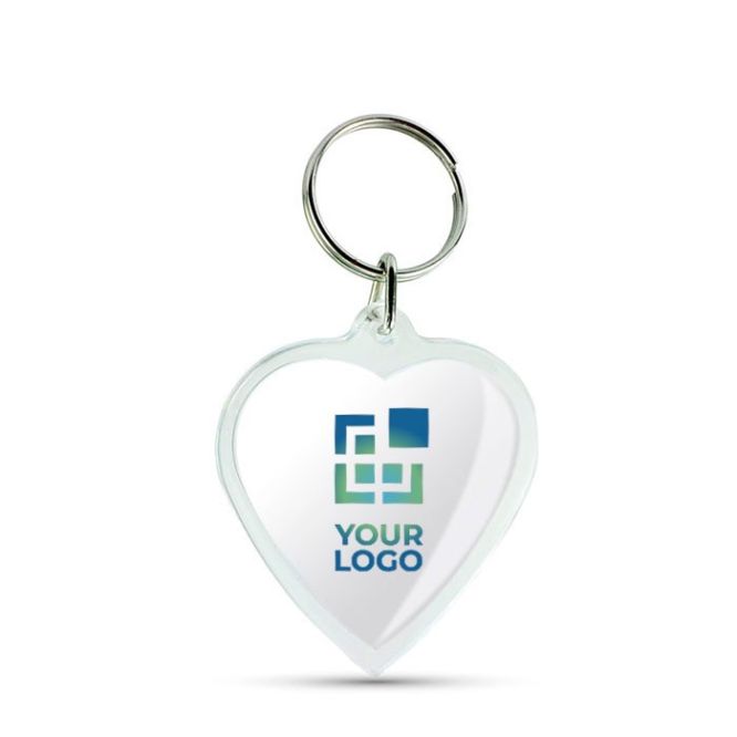 Llavero con forma de corazón con inserción de papel a 2 caras vista principal