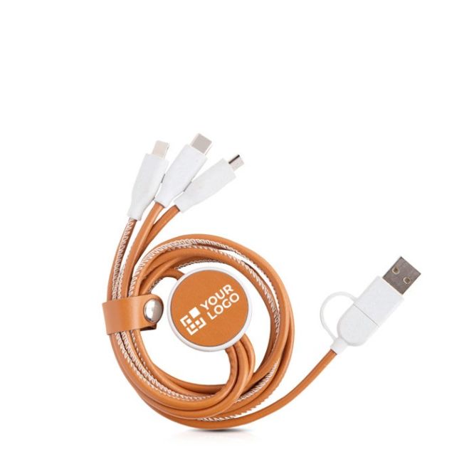 Cable de carga vintage 6 en 1 de cuero sintético y ABS reciclado