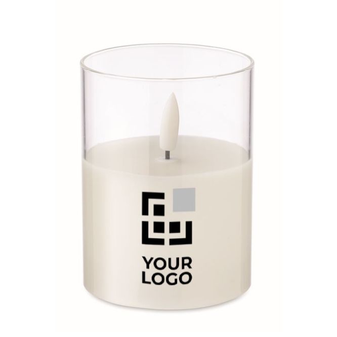 Vela en tarro transparente con luz LED y efecto de llama real