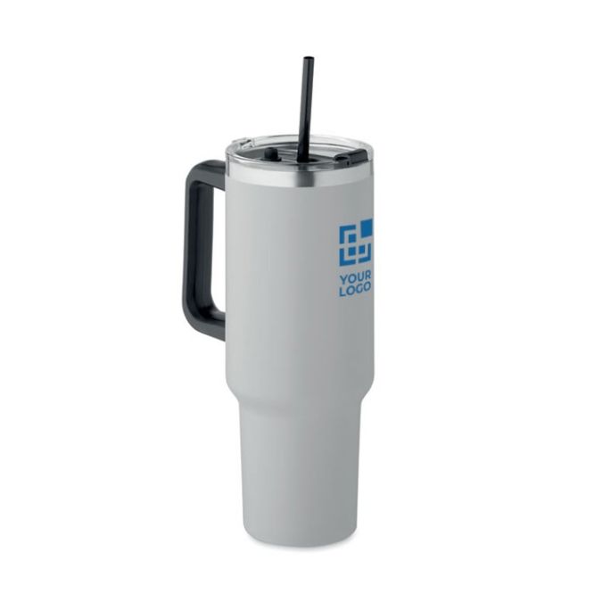 Vaso termo de acero inoxidable reciclado con pajita 1.2L