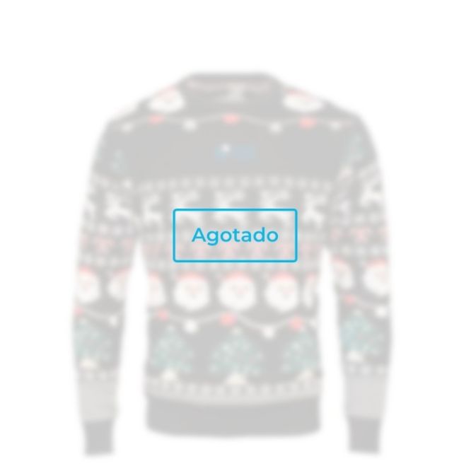 Jersey de estampado navideño con 10 luces LED talla S/M color negro vista de impresión - Agotado