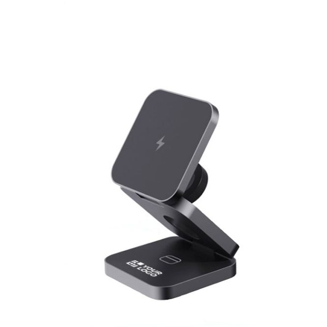 Cargador portable inalámbrico de aluminio reciclado 3 en 1