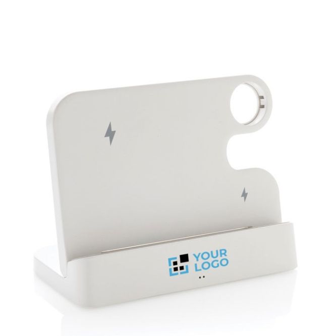 Soporte de carga de plástico reciclado inalámbrico para 3 dispositivos