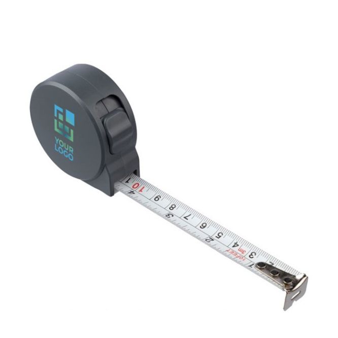 Cinta métrica personalizada de ABS reciclado con opción de marcaje 3M color gris vista de impresión