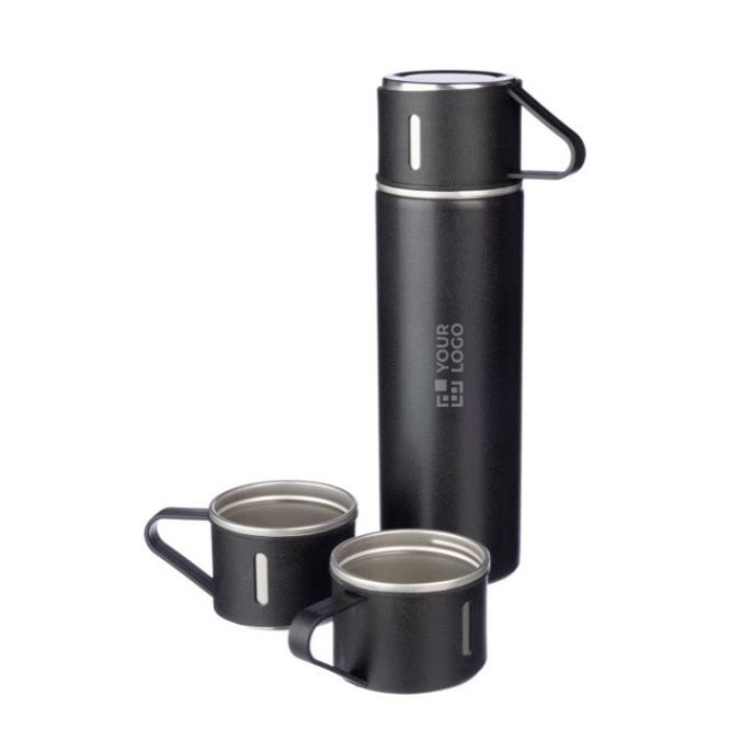 Termo doble pared de acero inoxidable de 420ml con 2 tazas de 150ml