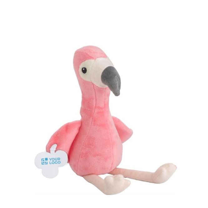Peluche en forma de flamenco con posibilidad de personalizar etiqueta